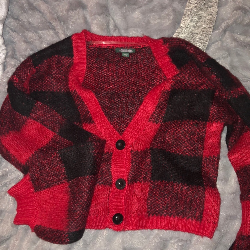 cropped black and red sweater